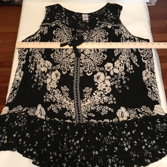 BILA Floral Tunic Sleeveless Tassel Tie Ruffle Hem Embroidered Boho Top Size XXL - Picture 12 of 16